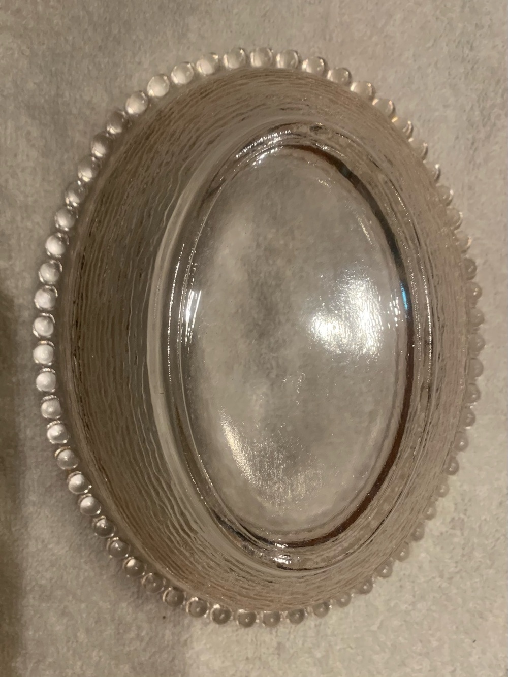 Vintage Indiana Glass HON Hen on nest BASE ONLY light pink beaded rim - Picture 5 of 10